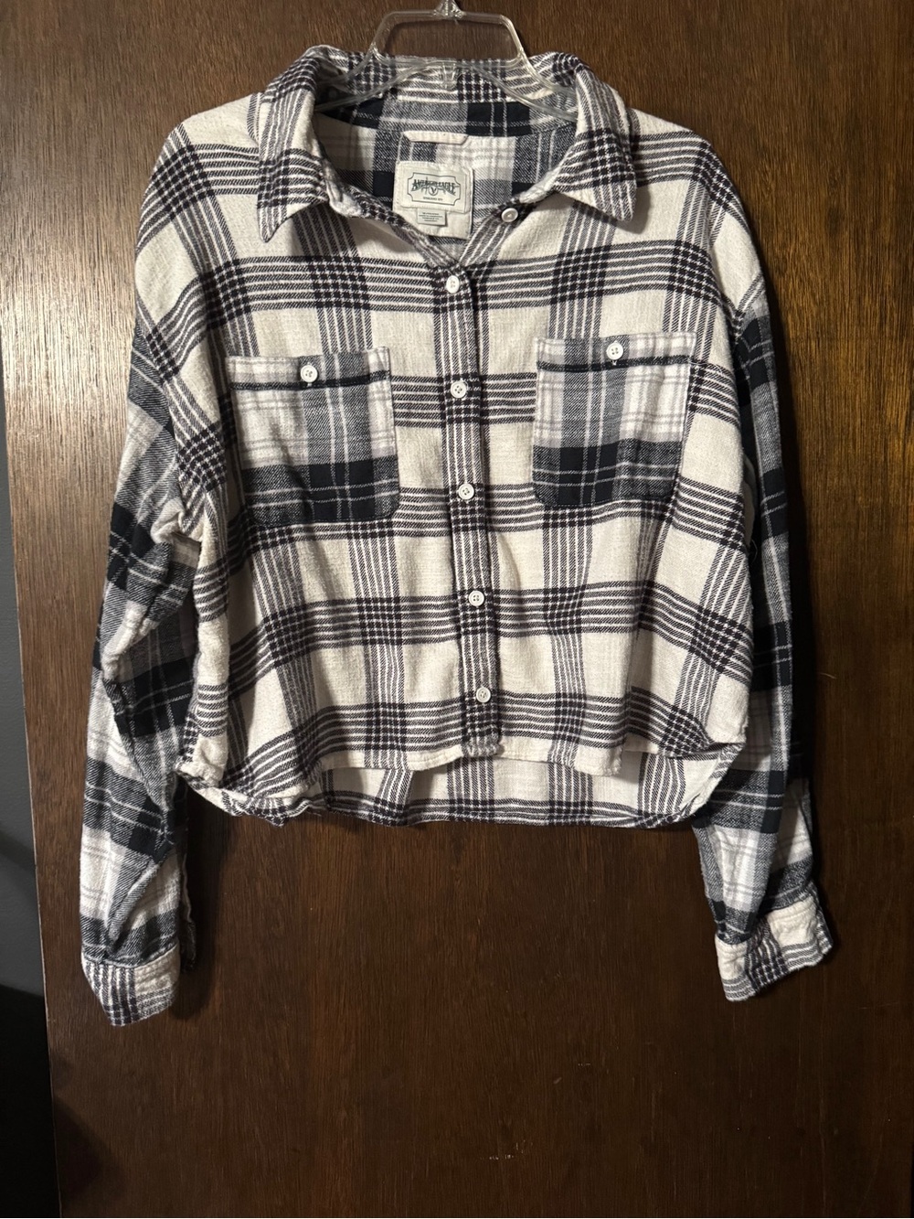 Ae flannel crop button down XL
